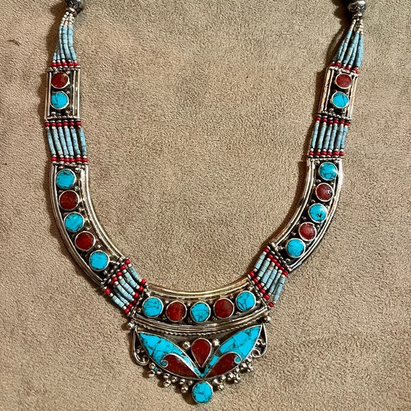 Tibetan choker with turquoise, lapis lazuli, coral, and more on choice. - Picture 13 of 14